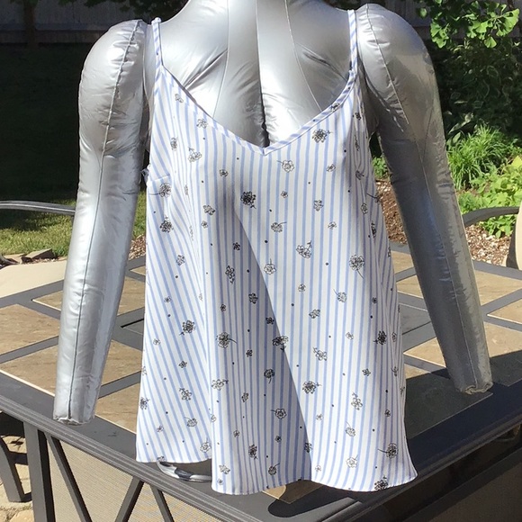 Striped Floral Ladder Back Tank Top 8 Primark - Picture 2 of 8